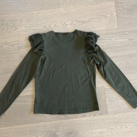 Forest Green Long Sleeves 100% Cotton Blouse by Joe's Jeans, Size Small - Picture 2 of 4